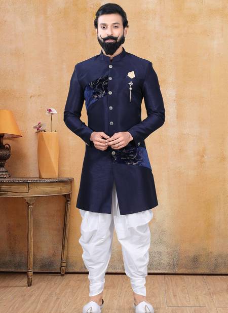 Navy Blue Harsoni New Latest Designer Party Wear Indowestern Collection 1334